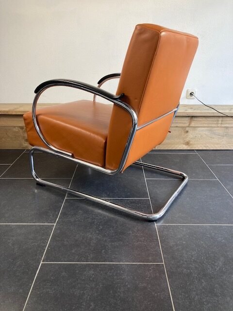 Gispen 407 fauteuil, chroom, cognac leder - Afbeelding 3