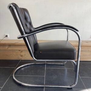 Gispen 412 GE fauteuil , donkerbruin leder