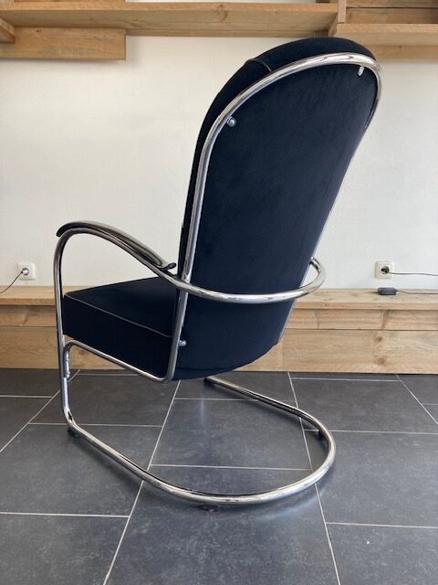 2 Gispen AA fauteuils, chroom, zwarte ribstof - Afbeelding 3