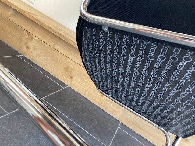 2 Gispen AA fauteuils, chroom, zwarte ribstof - Afbeelding 5