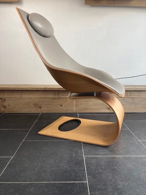 Carl Hansen & Son Dream fauteuil, eiken, lichtgrijs leder - Afbeelding 5