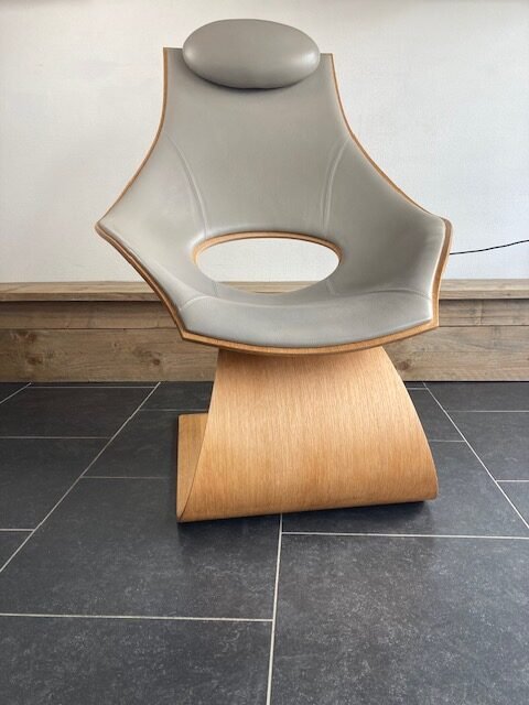 Carl Hansen & Son Dream fauteuil, eiken, lichtgrijs leder - Afbeelding 6