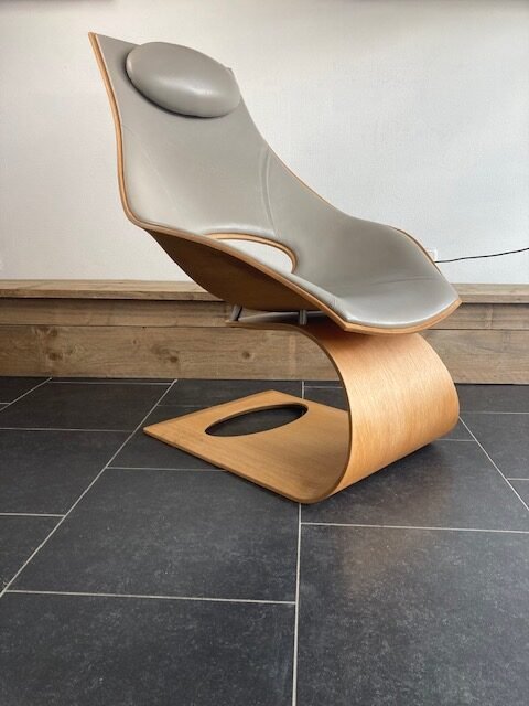 Carl Hansen & Son Dream fauteuil, eiken, lichtgrijs leder - Afbeelding 2