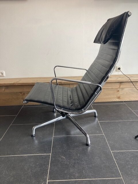Vitra Eames EA 124 fauteuil , chroom, zwart leer - Afbeelding 5