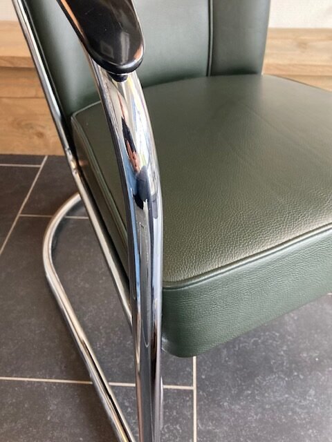 Gispen 412 fauteuil, chroom, donkergroen leder - Afbeelding 5