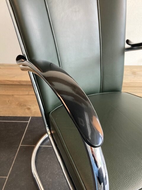 Gispen 412 fauteuil, chroom, donkergroen leder - Afbeelding 7