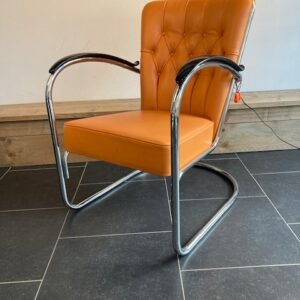 Gispen 412 GE fauteuil, chroom, leder caramel