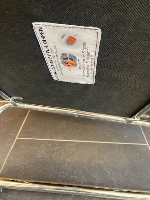 Gispen 407 fauteuil, chroom, nieuwe zand kleurige ribstof - Afbeelding 5