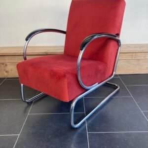 Gispen 407 fauteuil, chroom, nieuwe terra ribstof