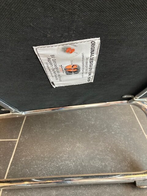 2 Gispen 407 fauteuils, chroom, nieuwe zwarte ribstof - Afbeelding 5