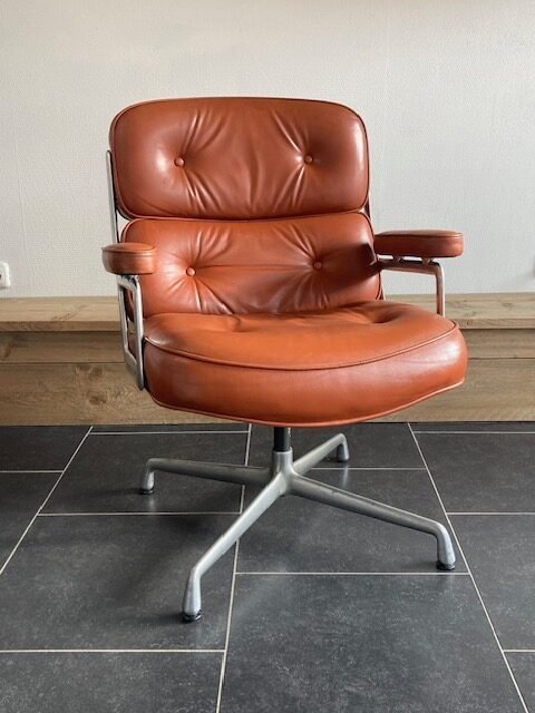 2 Herman Miller Eames Lobby Chairs, cognac leder - Afbeelding 2