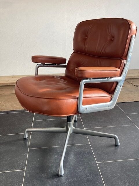 2 Herman Miller Eames Lobby Chairs, cognac leder - Afbeelding 3