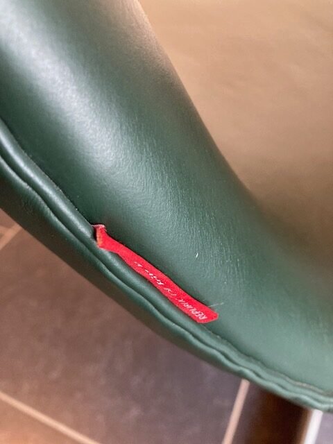 Fritz Hansen , Arne Jacobsen swan Chair, donkergroen leder - Afbeelding 5