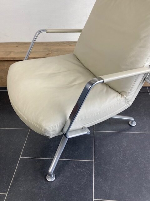 Walter Knoll Fabricius en Kastholm FK86 fauteuil, wit leder - Afbeelding 6