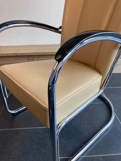 Gispen 412 fauteuil, chroom, zandkleurig leder - Afbeelding 5