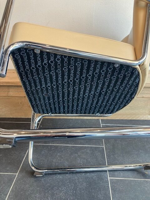 Gispen 412 fauteuil, chroom, zandkleurig leder - Afbeelding 6