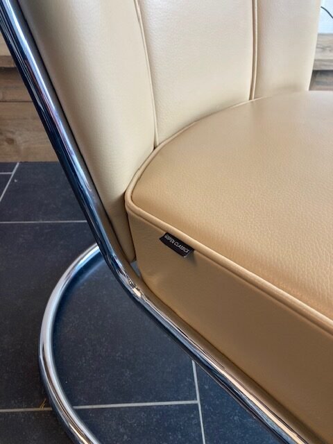 Gispen 412 fauteuil, chroom, zandkleurig leder - Afbeelding 7