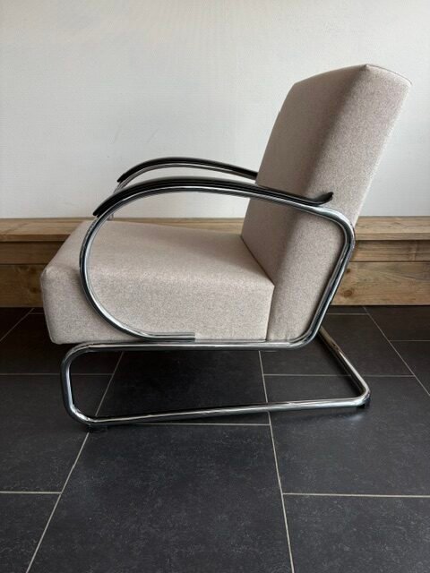 Gispen 407 fauteuil, chroom, frame, beige Divina Melange - Afbeelding 3