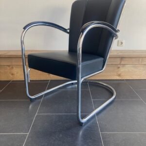 Gispen 412 fauteuil, chroom, zwart Toledo leder