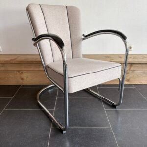 2 Gispen 412S fauteuils, chroom, Divina Melange , beige