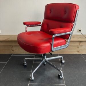 Vitra Eames ES 104 Lobby Chair , chroom, leder red